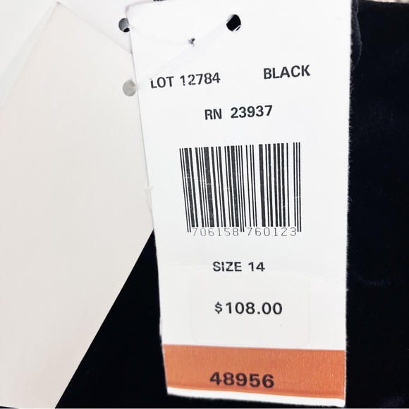 Jumpsuit Black Faux Velvet Top Beaded Belted VTG New JR Nites - Picture 8 of 8